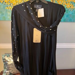 Seven Manor Black Sweater with rhinestone sleeve detailing